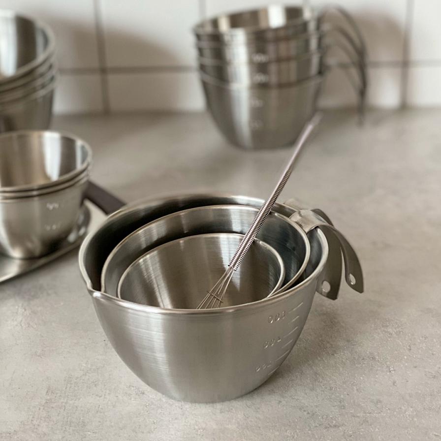 Stainless Steel Measuring Cups with handle (3 Sizes) Made in Korea | Hauls Home