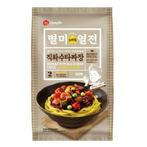 샘표 별미열전 직화 수타 짜장 2인분 Jajang Myeon Noodle With Black Bean Sauce 540g - SING SING MART