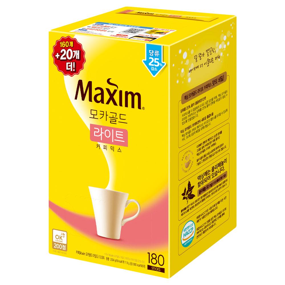 Maxim Mocha Gold Lite Mixed Coffee 맥심 모카골드 라이트 커피믹스 (150 + 30 Sachets) | Dong Suh
