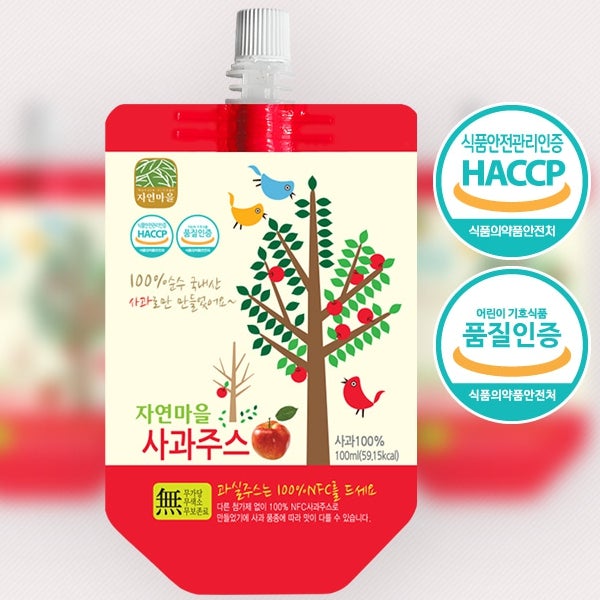 น้ำแอปเปิ้ล 100% 자연마을사과주스 100 มล. | Jayeon Maul